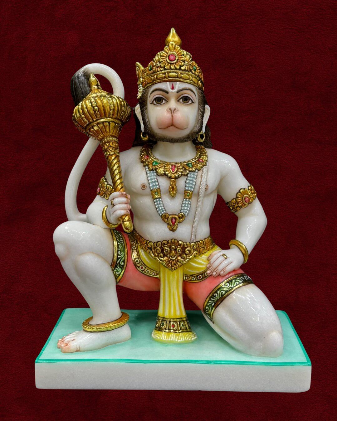 Devotional Marble Hanuman Ji - Prayer Pose Anjaneya Moorti Premium Temple Moorti Makrana Marble